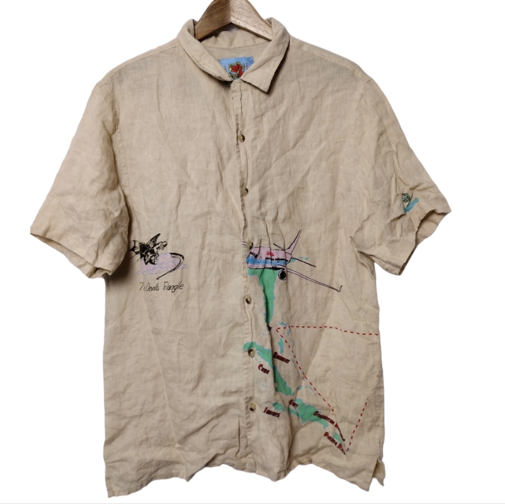 Jungles Safe Trip Short Sleeve Linen Button Up Shirt
